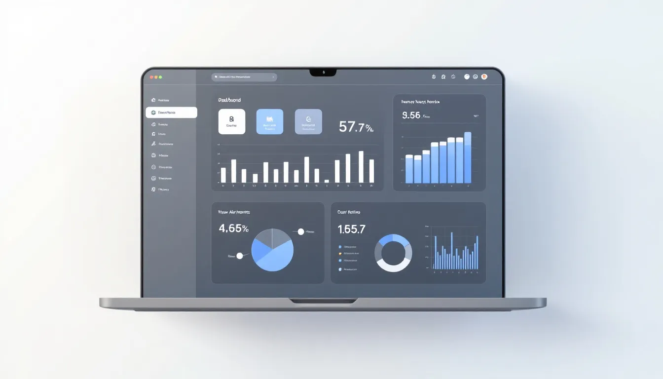 The image depicts a modern dashboard interface featuring clean data visualizations and intuitive navigation elements, designed to help users manage stress levels and develop resilience during tough times. This interface serves as a great first step for individuals seeking to overcome adversity and reflect on their growth mindset in both personal and professional contexts.