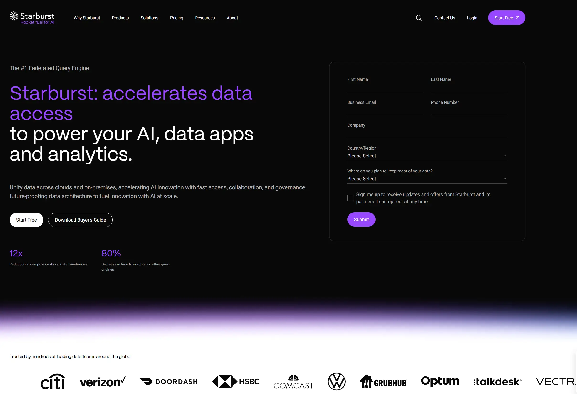 AI analytical comparison between Backona AI and Starburst Data