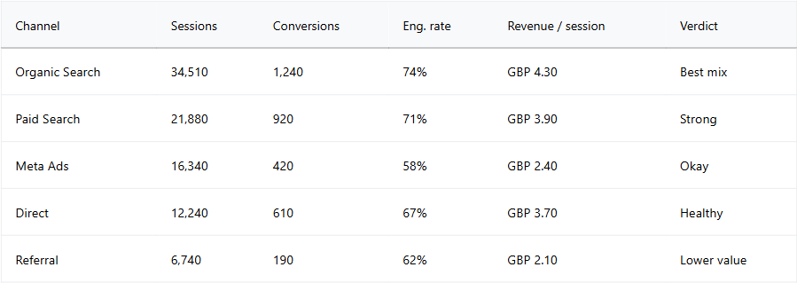 Google Ads GA4 Channel Mix Conversion Quality